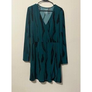 Nine West Women’s Wrap Dress Green & Black Size XXL